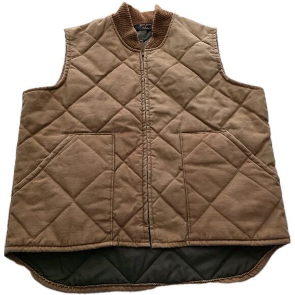 Vintage Walls Quilted Vest Mens Tan Canvas Workwear Lined Large Zero Zone - Picture 1 of 11